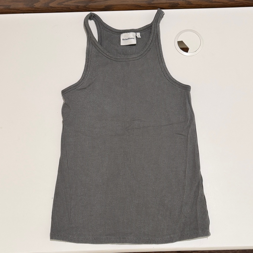 Richer Poorer Gray Ribbed Tank Top